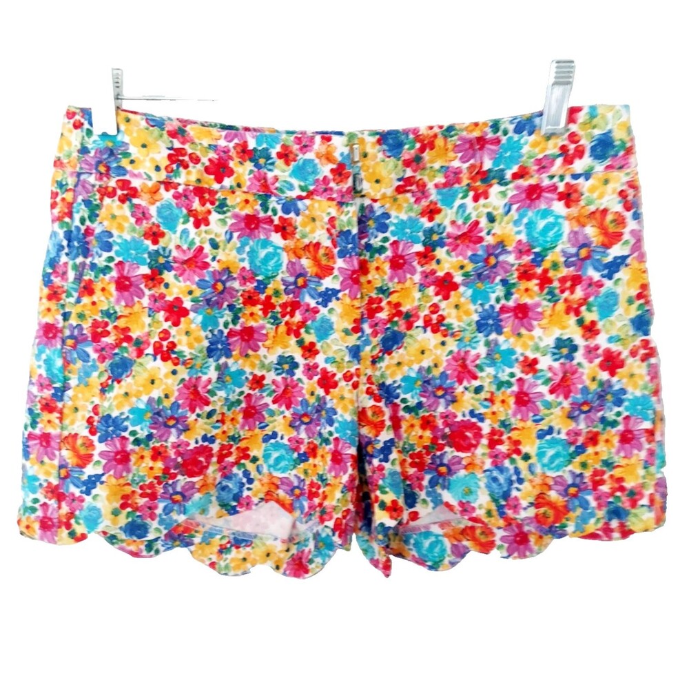 Attyre Shorts Women's Size 6 Floral Scalloped Colorful Mackenzie